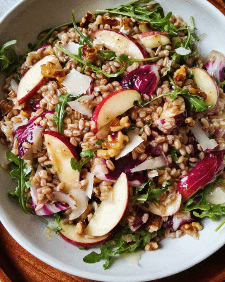 Farro salad with apple, greens, and walnuts