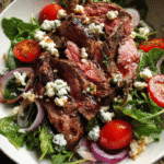 Printable recipe card for grilled steak salad