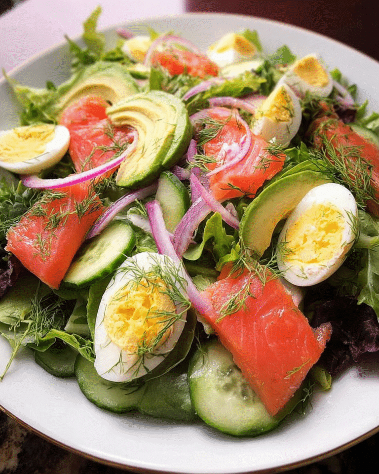 Smoked salmon salad with avocado, cucumber, and egg