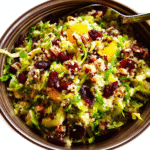Brussels sprouts, cranberry, and quinoa salad recipe card