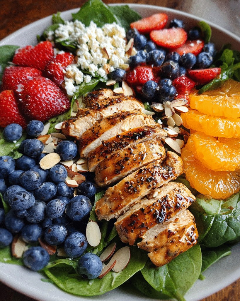 Chicken Spinach Salad ready to serve