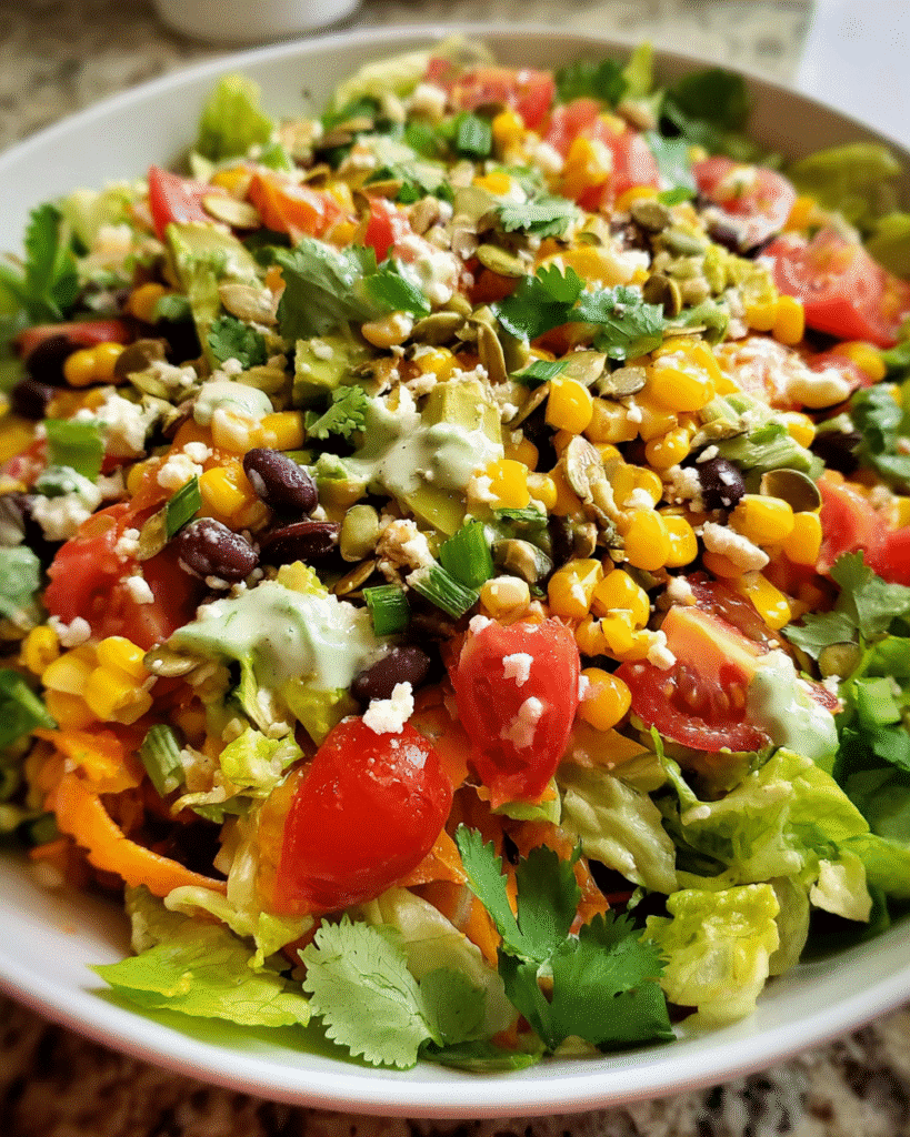 Chopped Mexican Salad with Creamy Avocado Ranch in bowl