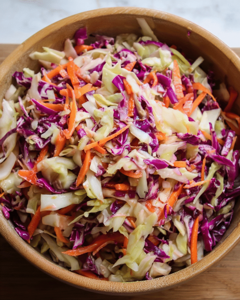 Crunchy Detox Cabbage Slaw in rustic bowl