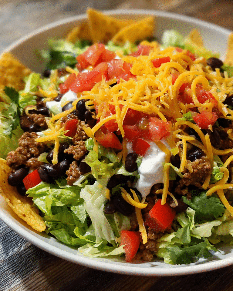 Easy Black Bean Taco Salad with vibrant toppings