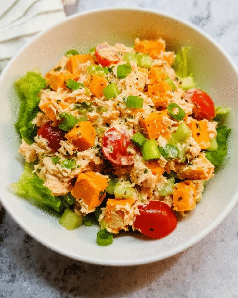 Potato Tuna Salad Without Mayo in a serving bowl