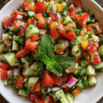 Overhead view of Shirazi Salad Recipe