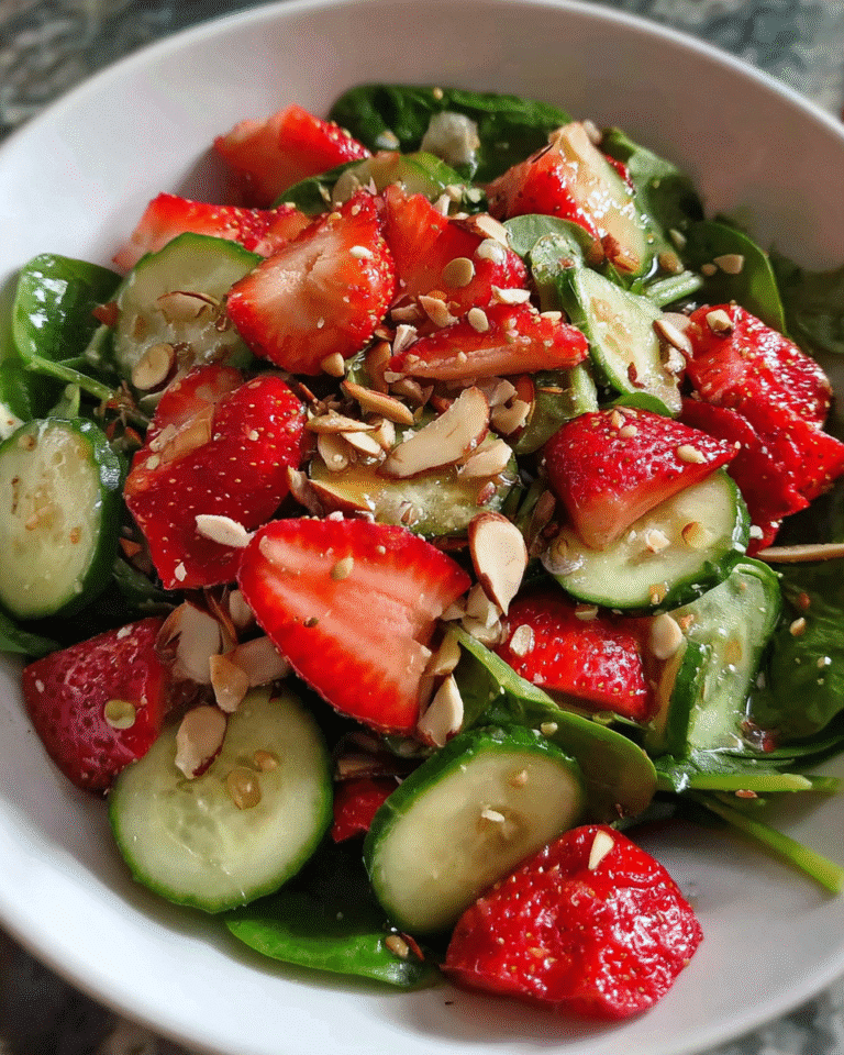 vibrant strawberry cucumber spinach salad