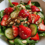 vibrant strawberry cucumber spinach salad