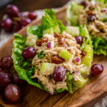 Almond Butter Chicken Salad in white bowl