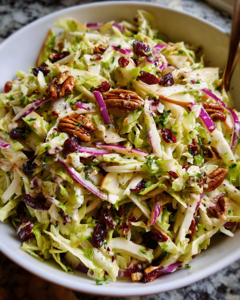Apple Coleslaw with Cranberries and Pecans in fall setting