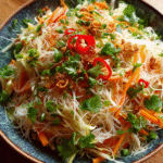 Asian vermicelli noodle salad in bowl