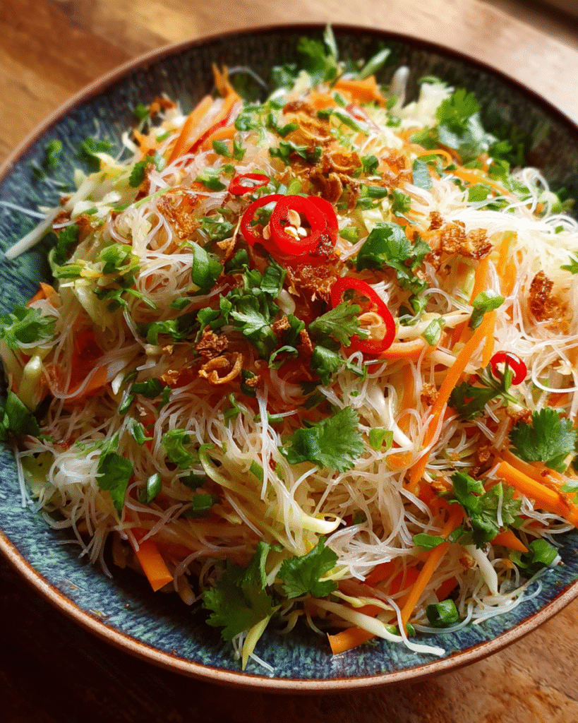 Asian vermicelli noodle salad in bowl