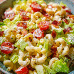 BLT Pasta Salad with creamy ranch and bacon