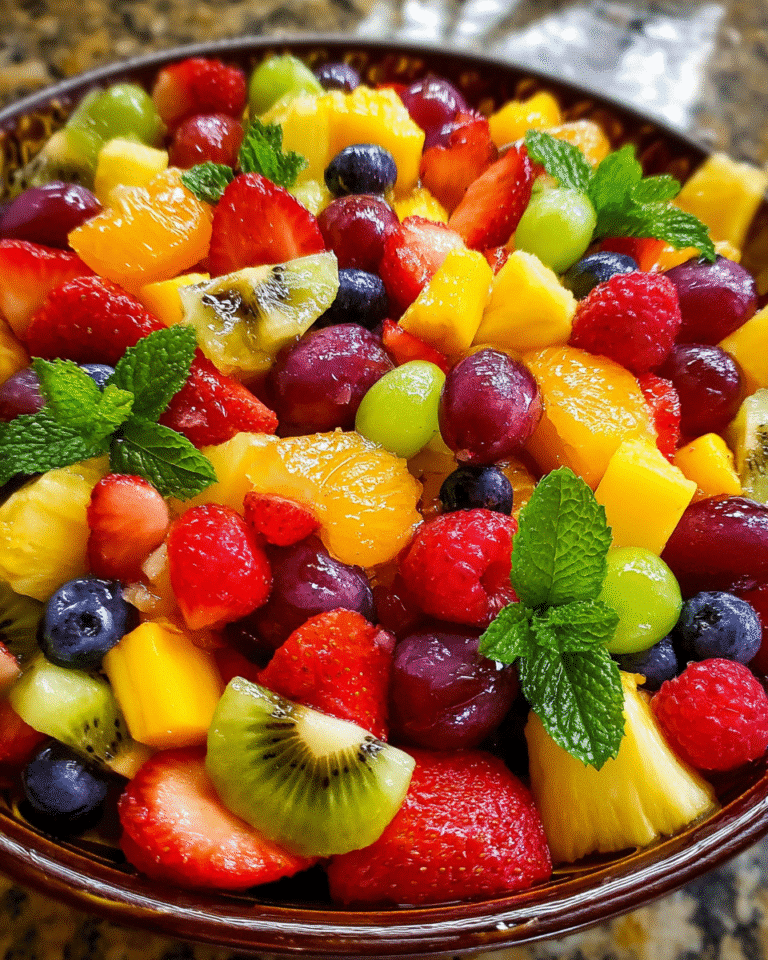 Best fruit salad in clear bowl with vibrant colors