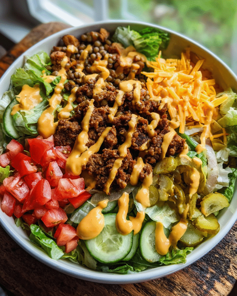 Cheeseburger Salad with Special Sauce in Bowl