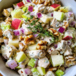 Chicken Waldorf Salad in white bowl