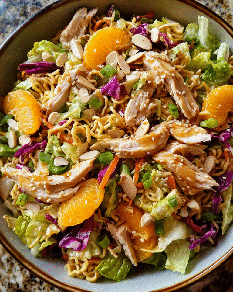 Chinese Chicken Salad in bowl with vibrant ingredients