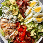Cobb salad with chicken, avocado, and blue cheese