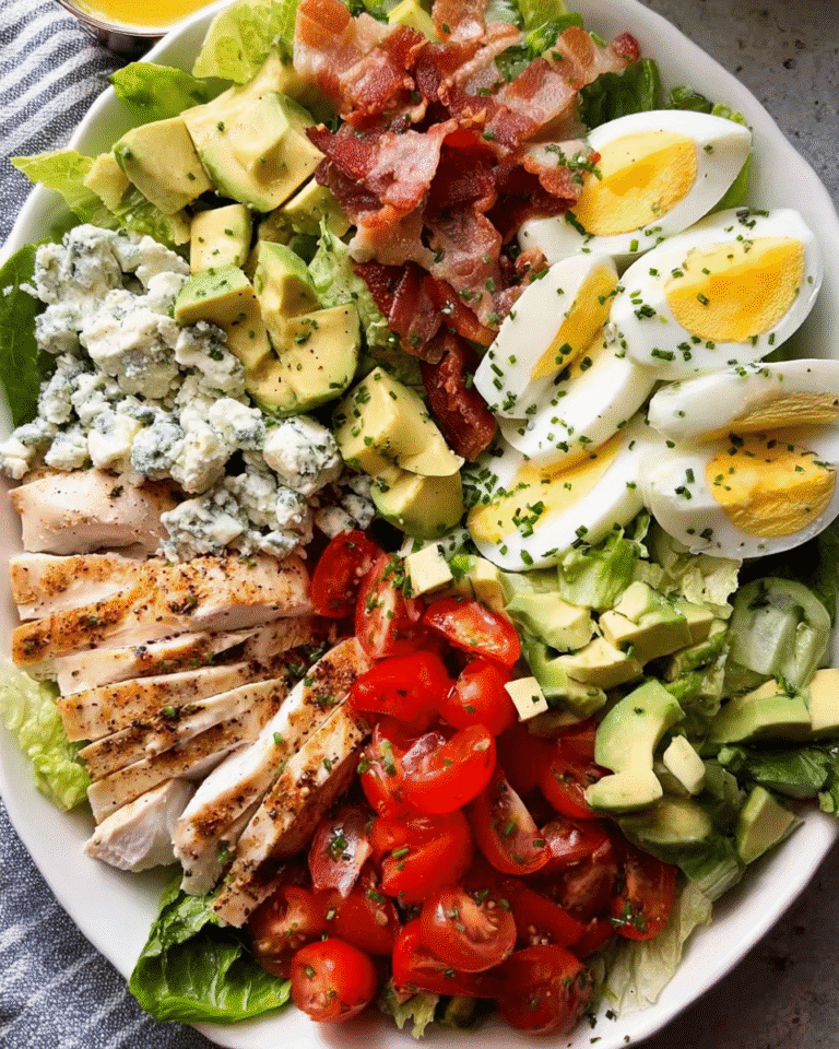 Cobb salad with chicken, avocado, and blue cheese