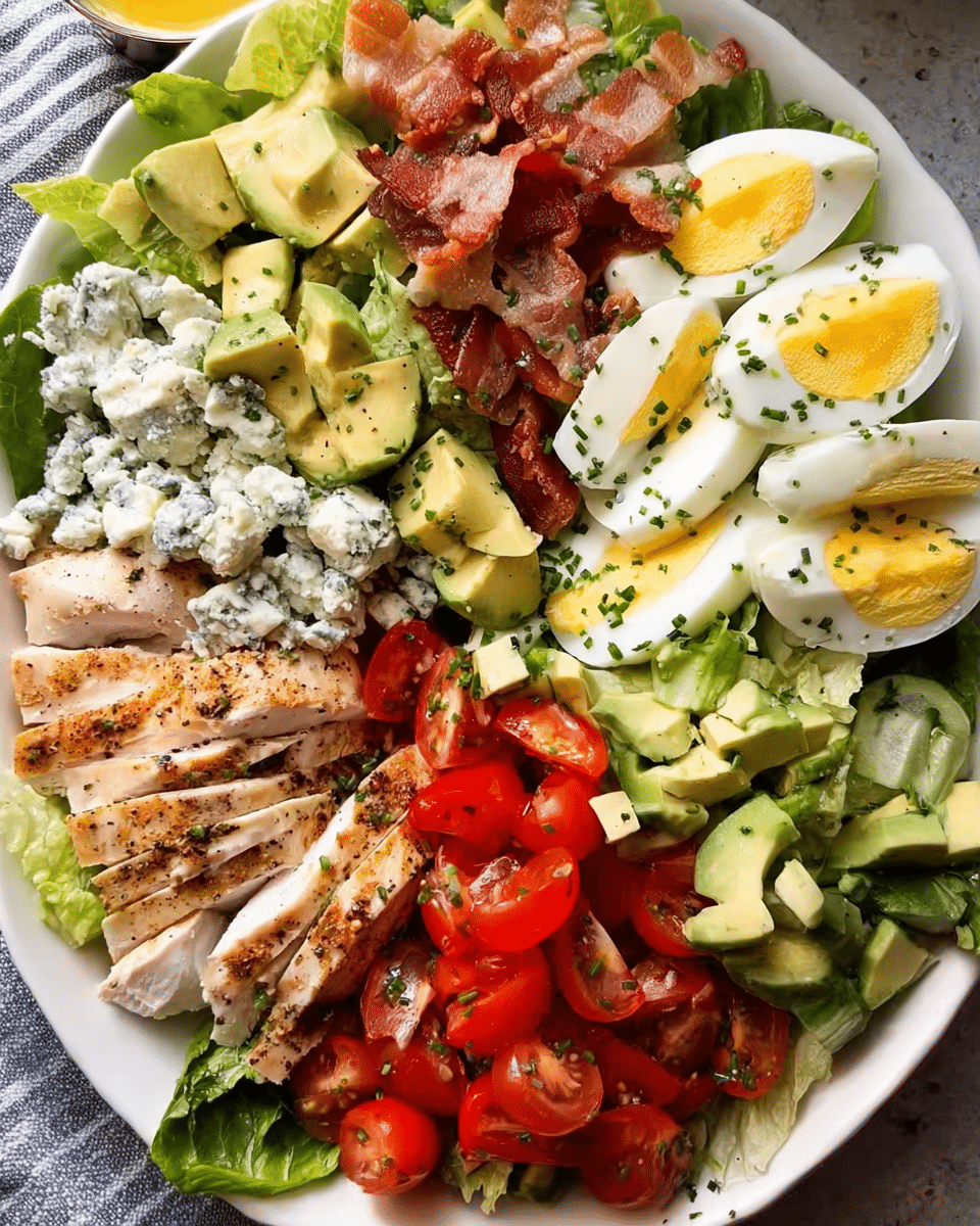 Cobb salad with chicken, avocado, and blue cheese
