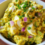 Curried avocado egg salad in serving bowl