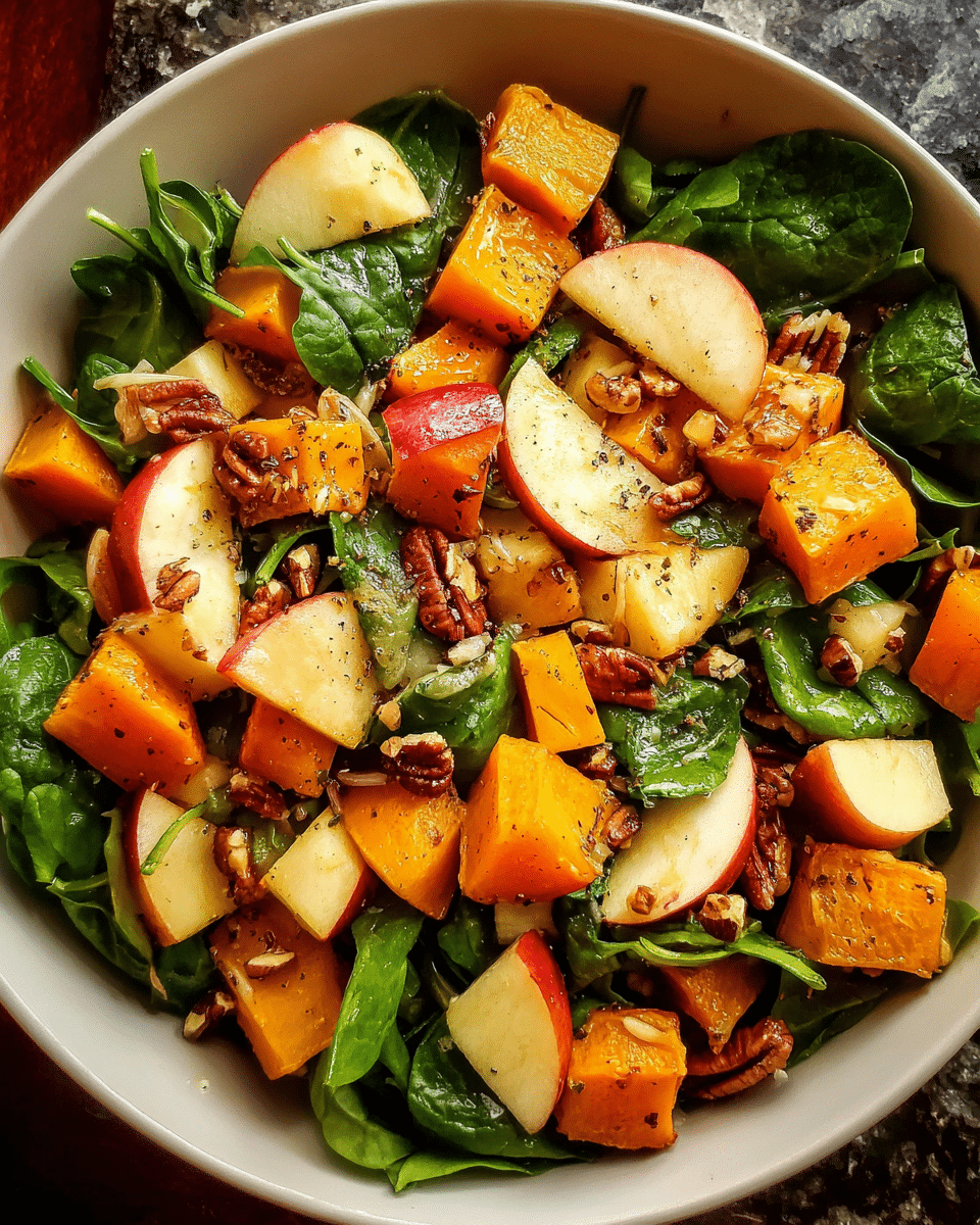 Fall Chopped Salad with Spinach, Butternut Squash, Apples & Cheddar