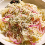 Overhead fennel salad with red onion and Parmesan