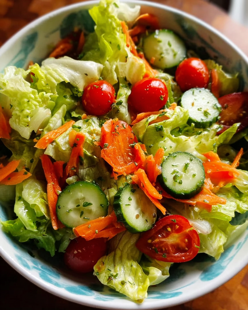 Garden Salad with Fresh Ingredients in Rustic Bowl