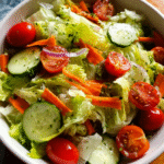 Garden Salad with Fresh Ingredients in Rustic Bowl