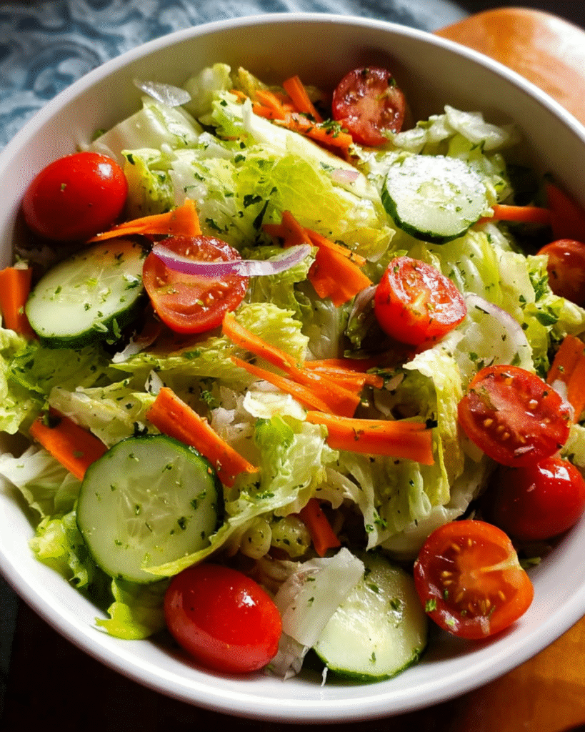 Garden Salad with Fresh Ingredients in Rustic Bowl
