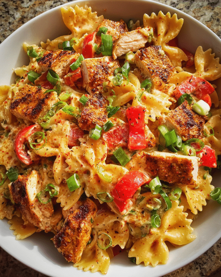 Grilled Chicken Cajun Pasta Salad with vibrant peppers