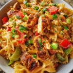 Grilled Chicken Cajun Pasta Salad with vibrant peppers