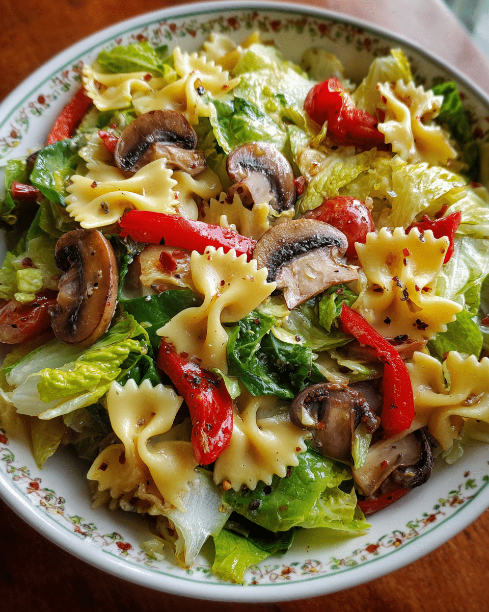 Italian Antipasto Pasta Salad in rustic bowl