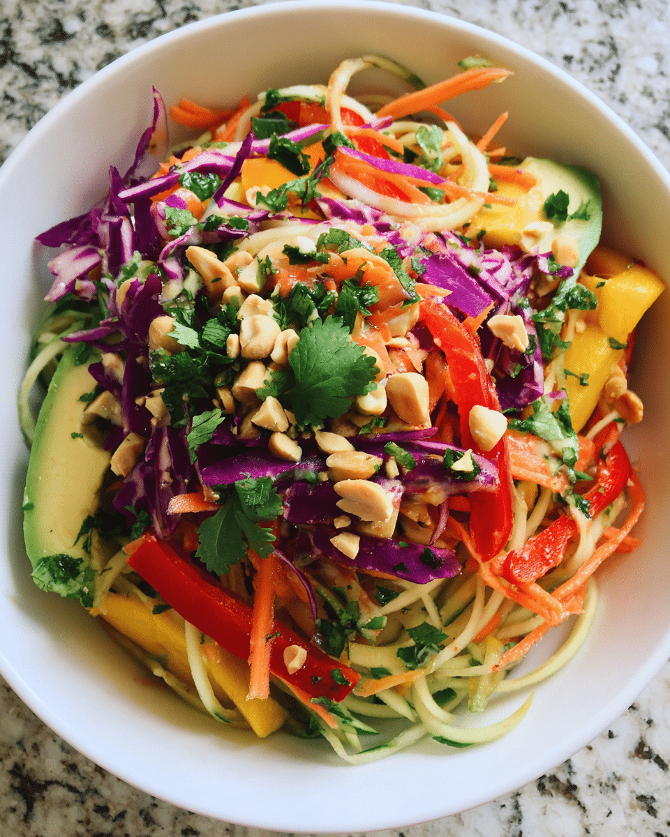 Rainbow Papaya Salad served fresh with colorful vegetables