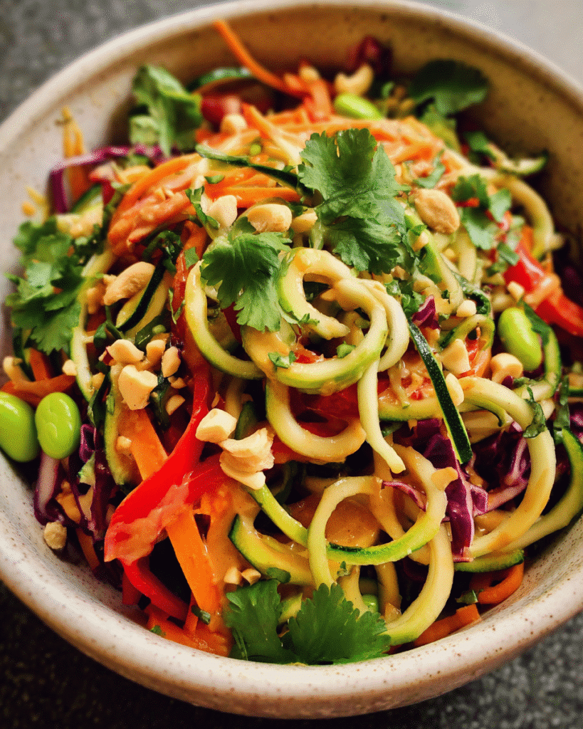 Raw Pad Thai with zucchini noodles and vegetables