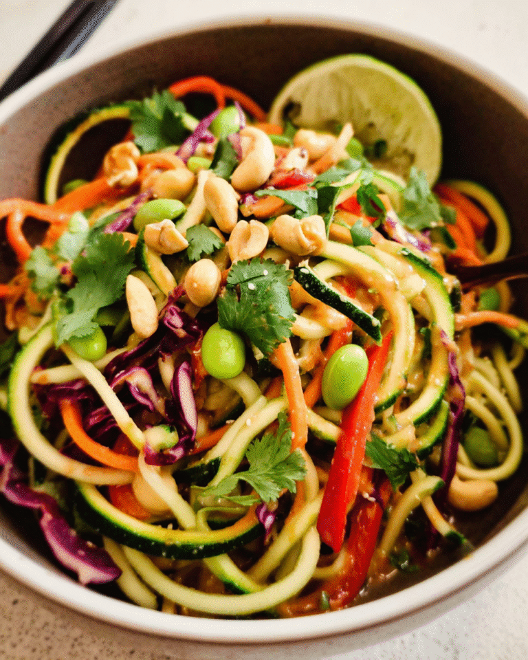 Raw Pad Thai with zucchini noodles and vegetables