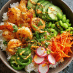 Spicy Shrimp Rice Bowl with Fresh Veggies