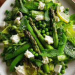 Fresh spring salad with asparagus and goat cheese