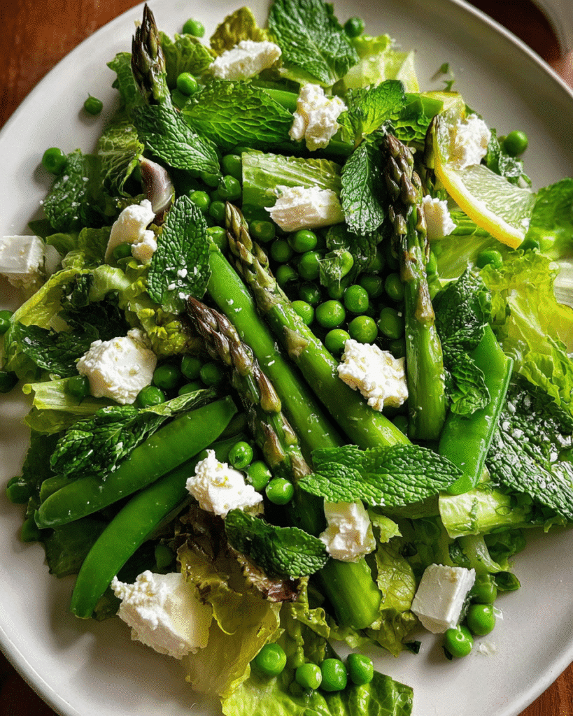 Fresh spring salad with asparagus and goat cheese