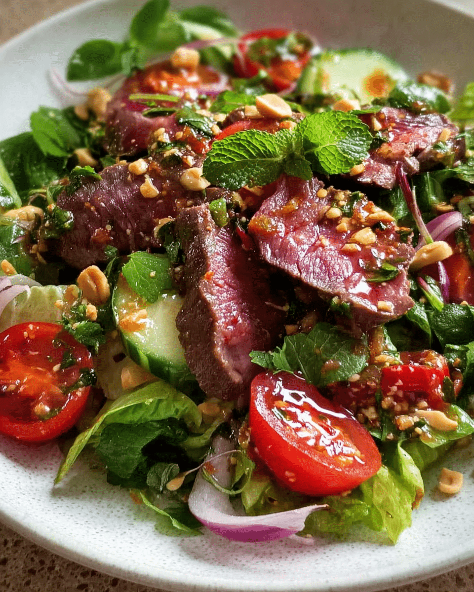 Thai beef salad with steak and fresh herbs