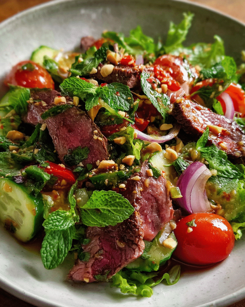 Thai beef salad with steak and fresh herbs