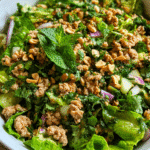 Thai-Inspired Turkey Larb Salad served in rustic bowl