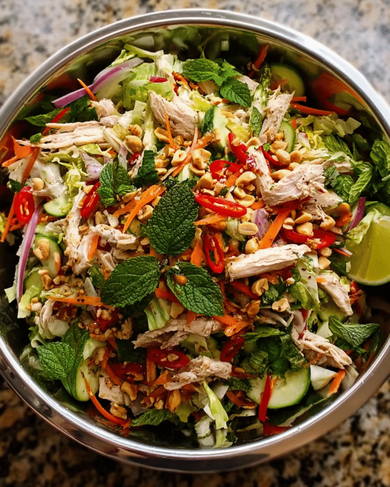 Vietnamese Chicken Salad with fresh herbs and peanuts