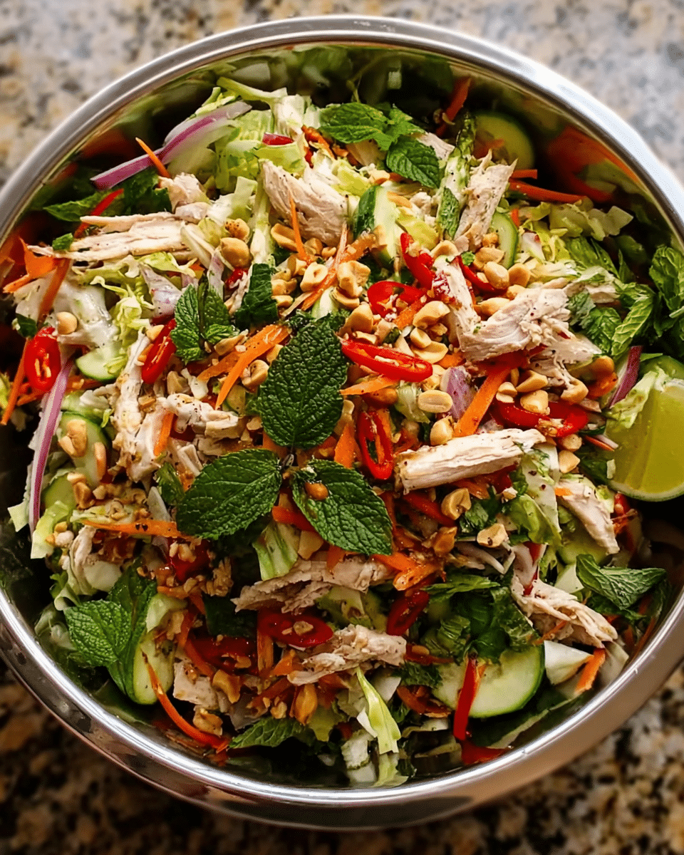 Vietnamese Chicken Salad with fresh herbs and peanuts