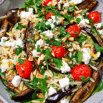 Aubergine salad with roasted eggplant and orzo