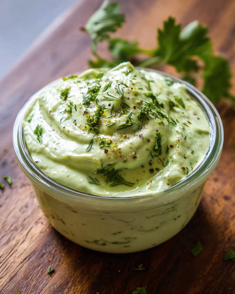 Blending avocado ranch ingredients