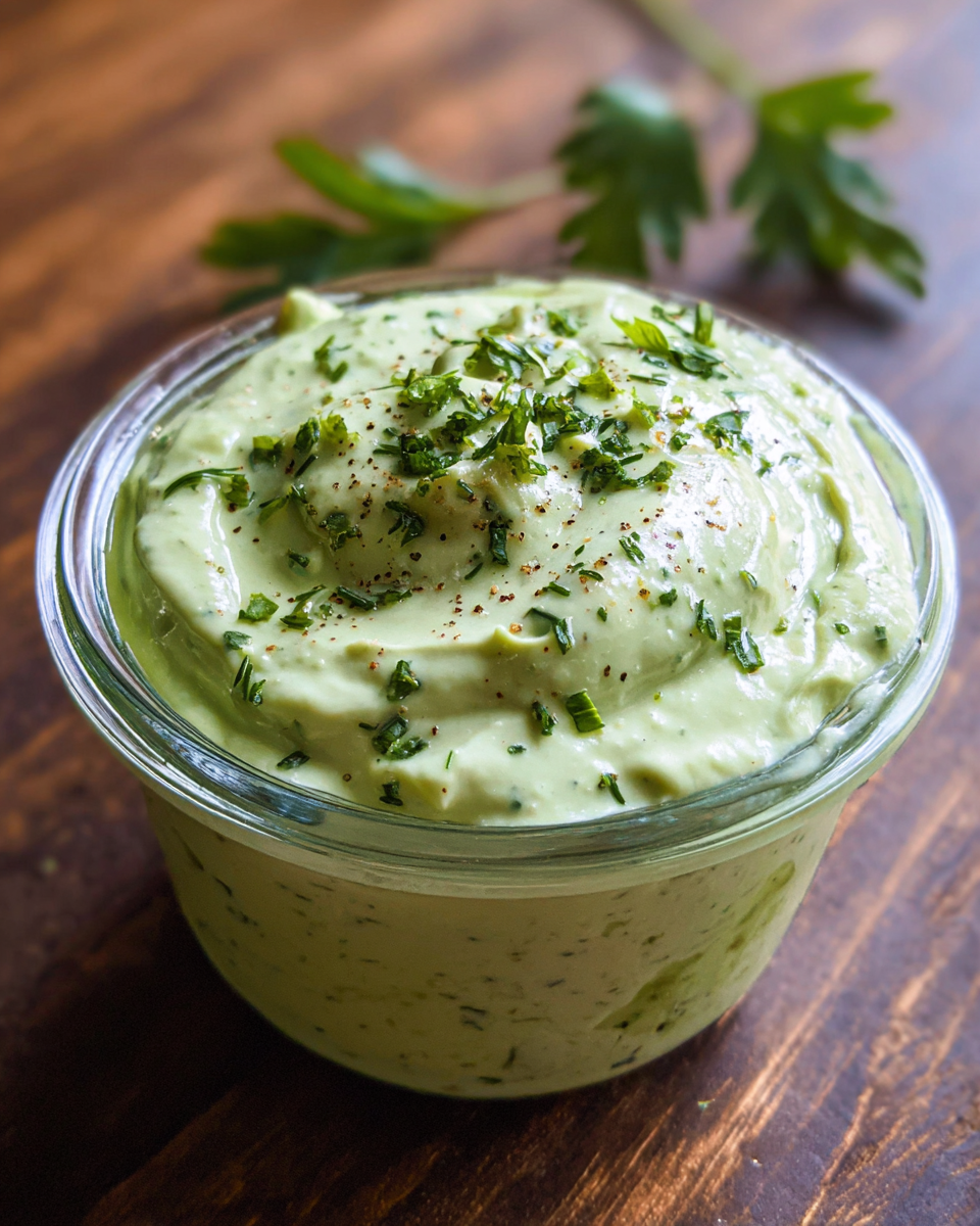 Blending avocado ranch ingredients