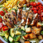 Chicken Caesar Salad in rustic bowl