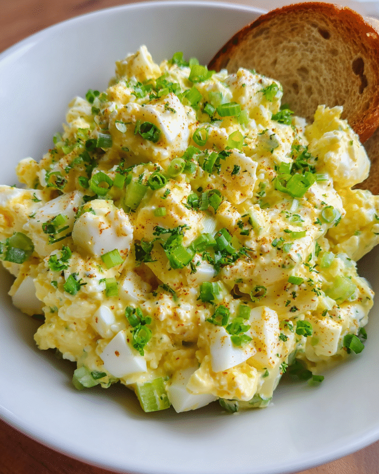 Cottage cheese egg salad in rustic bowl