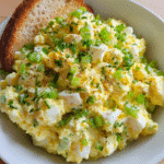 Cottage cheese egg salad in rustic bowl